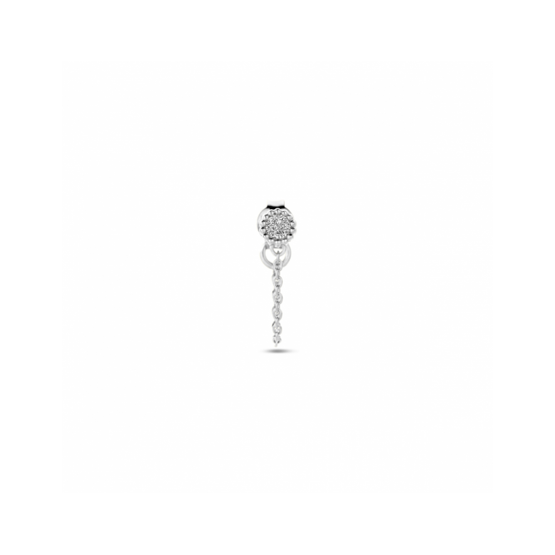 Oorhanger, zilver gerhodineerd met zirkonia > per stuk !!! - 23186