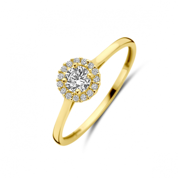 Ring, 14krt.goud met zirkonia - 24675