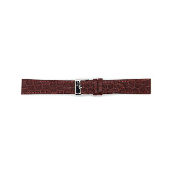 Horlogeband 14mm, krokodillenprint, Rood-Bruin Mat - 23432