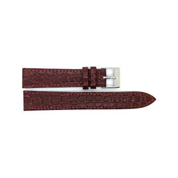 Horlogeband 14mm, krokodillenprint, Rood-Bruin Mat - 23432