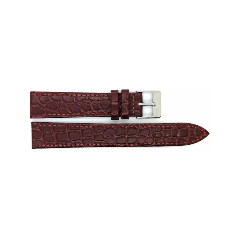 Horlogeband 14mm, krokodillenprint, Rood-Bruin Mat - 23432