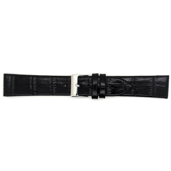 Horlogeband 14mm Zwart, Krokodillen print - 23939