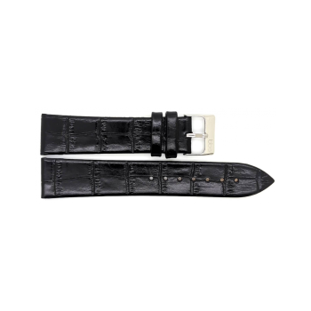Horlogeband 14mm Zwart, Krokodillen print - 23939