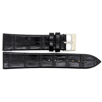 Horlogeband 14mm Zwart, Krokodillen print - 23939