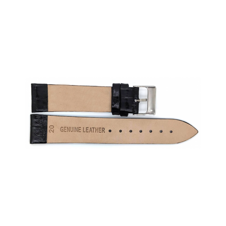 Horlogeband 14mm Zwart, Krokodillen print - 23939