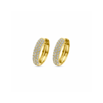 Oorringen, zilver gerhodineerd met zirkonia (15,5x4mm.) - 24912 Oorringen, zilver gerhodineerd met zirkonia (15,5x4mm.) - 24912