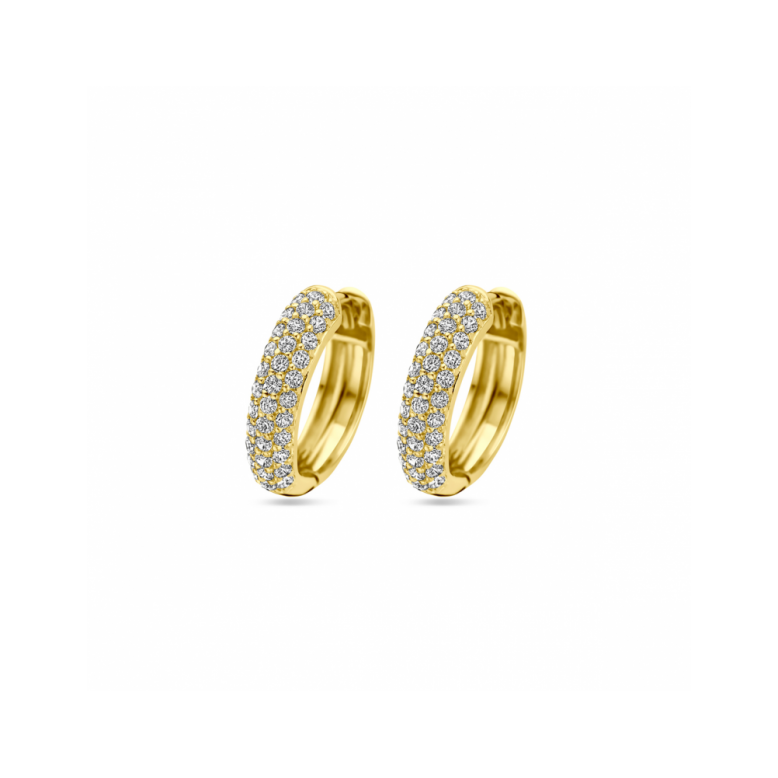 Oorringen, zilver gerhodineerd met zirkonia (15,5x4mm.) - 24912