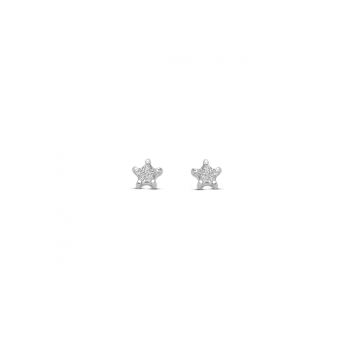 Oorknoppen, zilver gerhodineerd ster zirkonia (3,5 mm.) - 23933 Oorknoppen, zilver gerhodineerd ster zirkonia (3,5 mm.) - 23933