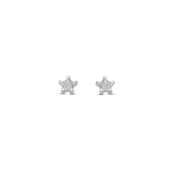 Oorknoppen, zilver gerhodineerd ster zirkonia (3,5 mm.) - 23933 Oorknoppen, zilver gerhodineerd ster zirkonia (3,5 mm.) - 23933