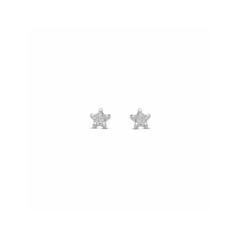 Oorknoppen, zilver gerhodineerd ster zirkonia (3,5 mm.) - 23933 Oorknoppen, zilver gerhodineerd ster zirkonia (3,5 mm.) - 23933
