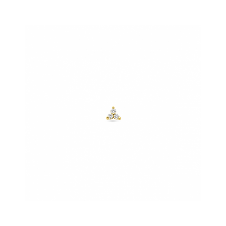 Flat back piercing, 14krt.goud met zirkonia PER STUK!! (3,5 mm.) - 23823