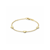 Kinderarmband, 14krt.goud met drie hartjes (lengte verstelbaar: 11-13cm.) - 24997
