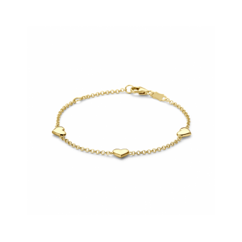 Kinderarmband, 14krt.goud met drie hartjes (lengte verstelbaar: 11-13cm.) - 24997