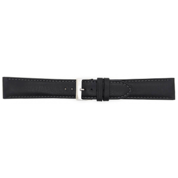 Horlogeband 20mm, superzacht nappa. Zwart - 24106