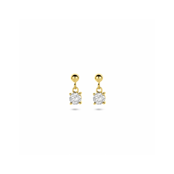 Oorhangers,  zilver verguld met zirkonia (4x11mm.) - 25019
