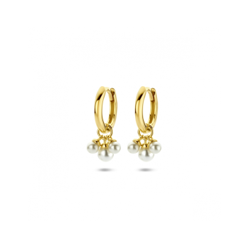 Oorringen, zilver verguld met zoetparels (17mm.) - 24185 Oorringen, zilver verguld met zoetparels (17mm.) - 24185