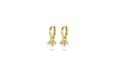 HC Oorringen, zilver verguld met zoetparels (17mm.) - 24185
