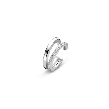 Earcuff, zilver gerhodineerd met zirkonia (12x5mm.) - 24833 Earcuff, zilver gerhodineerd met zirkonia (12x5mm.) - 24833