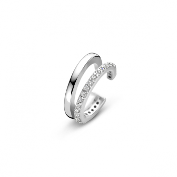 Earcuff, zilver gerhodineerd met zirkonia (12x5mm.) - 24833
