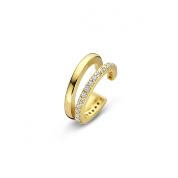 Earcuff, zilver verguld met zirkonia (12x5mm.) - 24835