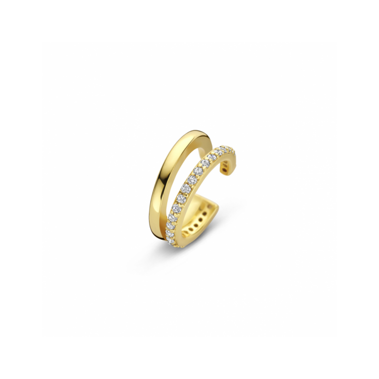 Earcuff, zilver verguld met zirkonia (12x5mm.) - 24835