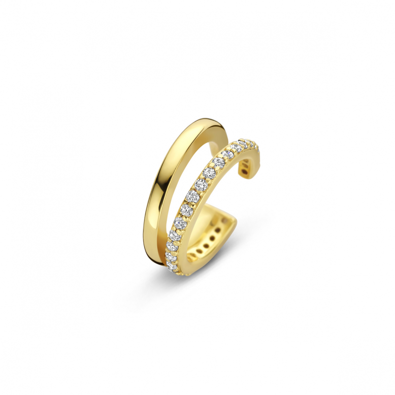 Earcuff, zilver verguld met zirkonia (12x5mm.) - 24835