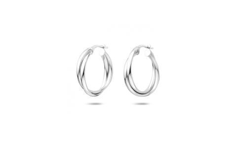 Oorringen, zilver gerhodineerd (24,5x5mm.) - 24549