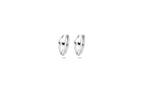 Oorringen, zilver gerhodineerd met lab grown diamant 0.06ct (diameter 14mm.) - 24669