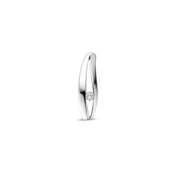 Hanger, zilver gerhodineerd met lab grown diamant 0.04ct (lengte:18mm.) - 24670