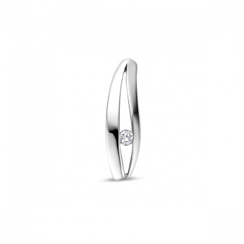 Hanger, zilver gerhodineerd met lab grown diamant 0.04ct (lengte:18mm.) - 24670