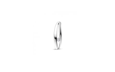 Hanger, zilver gerhodineerd met lab grown diamant 0.04ct (lengte:18mm.) - 24670