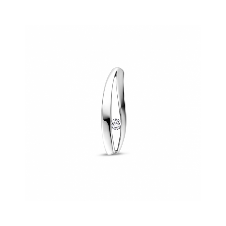 Hanger, zilver gerhodineerd met lab grown diamant 0.04ct (lengte:18mm.) - 24670 Hanger, zilver gerhodineerd met lab grown diamant 0.04ct (lengte:18mm.) - 24670