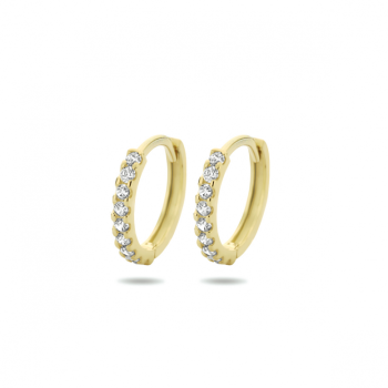 Oorringen, 9 karaat met zirkonia (12,5x1,5mm.) - 24810