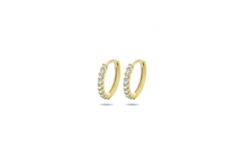 Oorringen, 9 karaat met zirkonia (12,5x1,5mm.) - 24810