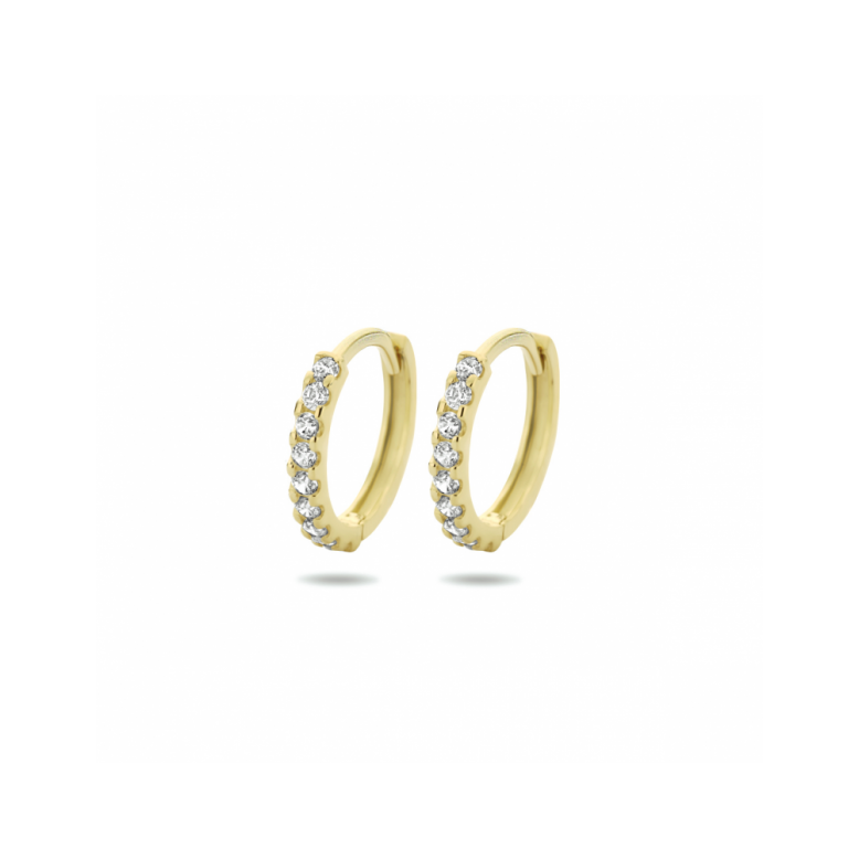 Oorringen, 9 karaat met zirkonia (12,5x1,5mm.) - 24810 Oorringen, 9 karaat met zirkonia (12,5x1,5mm.) - 24810