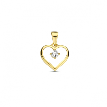 Hanger, 9 karaat hart met zirkonia - 24802