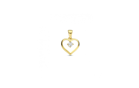 Hanger, 9 karaat hart met zirkonia - 24802