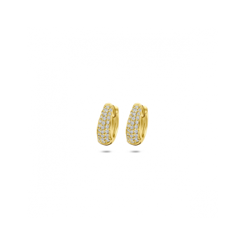 Oorringen, zilver verguld met zirkonia (4x11mm.) - 24834 Oorringen, zilver verguld met zirkonia (4x11mm.) - 24834