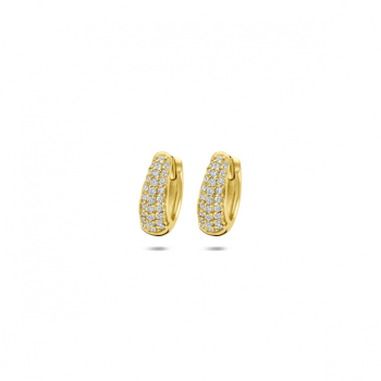 Oorringen, zilver verguld met zirkonia (4x11mm.) - 24834