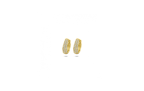 Oorringen, zilver verguld met zirkonia (4x11mm.) - 24834
