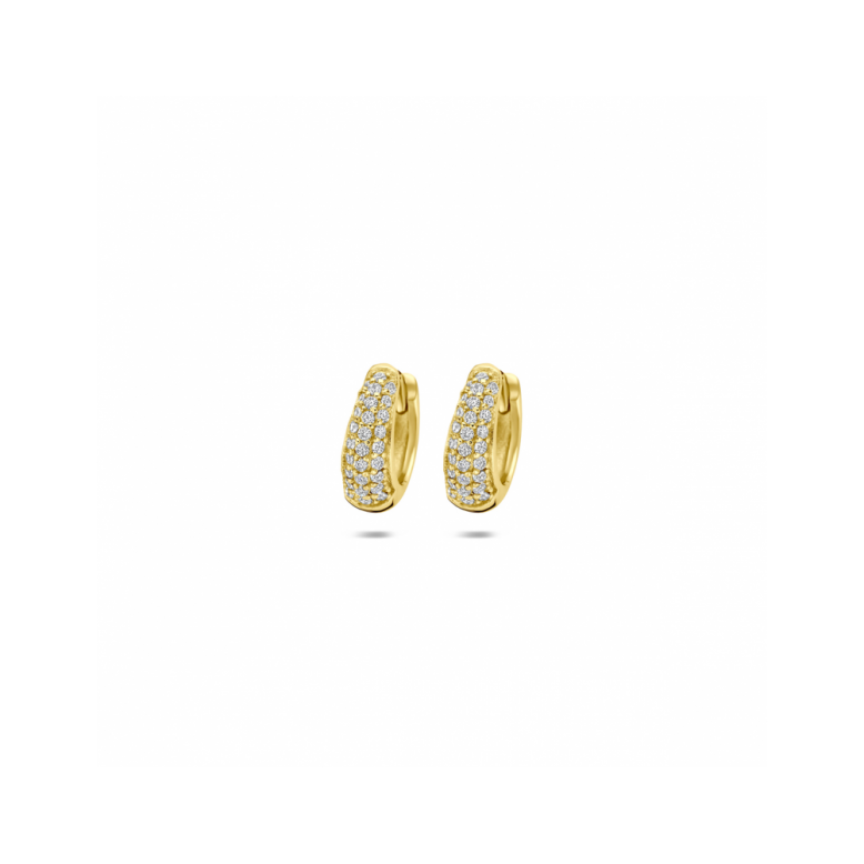 Oorringen, zilver verguld met zirkonia (4x11mm.) - 24834