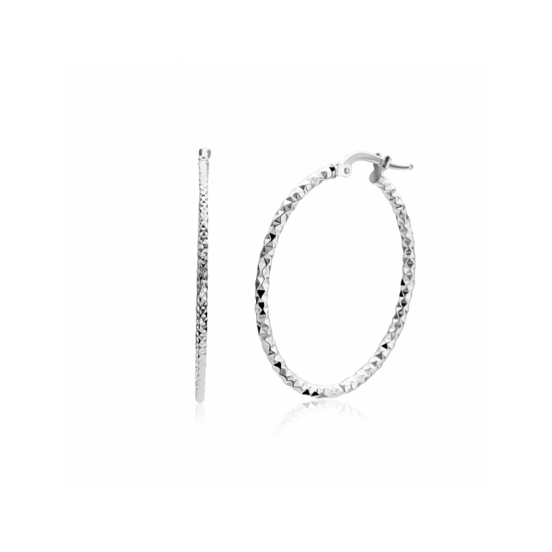 Zinzi Oorringen, Model ZIO2911 rond gediamanteerd (32x2mm.) - 24979 Zinzi Oorringen, Model ZIO2911 rond gediamanteerd (32x2mm.) - 24979