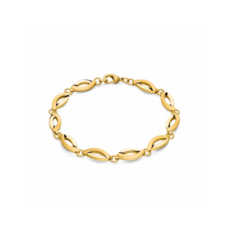 Boccia Armband, model 03001-04 titanium/verguld breedte schakel 7mm. (lengte: 20cm.) - 24998 Boccia Armband, model 03001-04 titanium/verguld breedte schakel 7mm. (lengte: 20cm.) - 24998