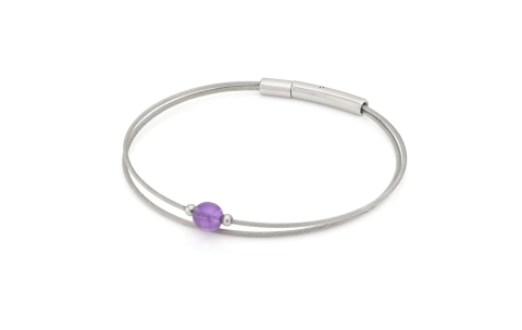 CLIC, Thinking of You armband met Amethist. Edelstaal. - 22776