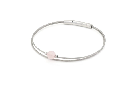 CLIC, Thinking of You armband met Rozenkwarts. Edelstaal - 22773