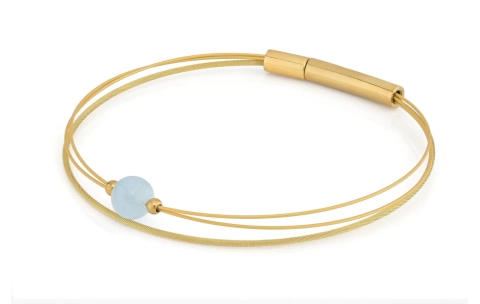 CLIC, Thinking of You edelstaal vergulde armband met Aquamarijn - 22811