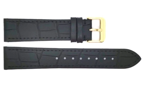 Flat or thin alligator print, calf leather. Zwart - 19610