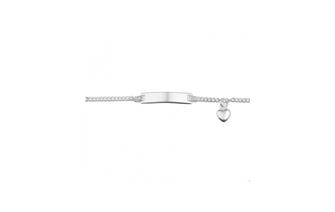 HC Graveerarmband, zilver met hart (lengte: 9-11cm.) - 22777