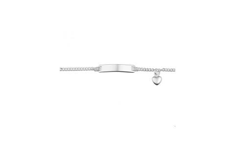 HC Graveerarmband, zilver met hart (lengte: 9-11cm.) - 22777