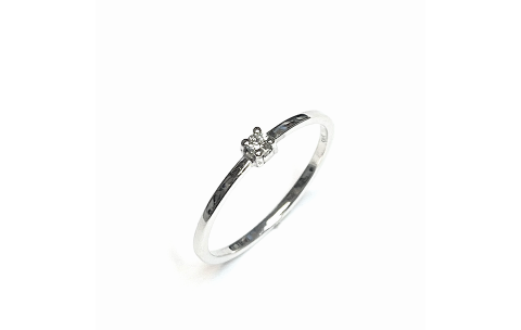 HC Ring, 14 krt. witgoud met diamant 0,05ct (maat 16,5) - 19855